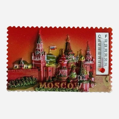 Vintage Moscow Russia Red Square 3D Fridge Magnet Souvenir Thermometer Gift 3x2"