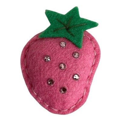 Felt Strawberry Rhinestone Padded Patch Applique Pink Craft 1 Pc New Handmade