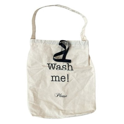 Bag All Wash Me Please Canvas Tote Bag Off White Black Laundry Bag