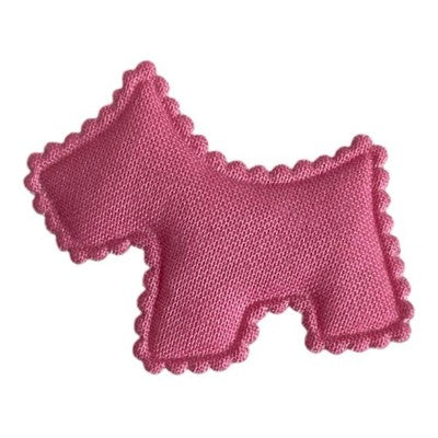 Pink Cotton Scottie Dog Padded Patch Applique Handmade New