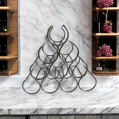 Crate & Barrel Arc Metal Wine Rack Tabletop 10Bottle Holder Free Standing Silver