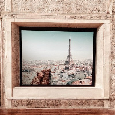 Eiffel Tower Paris Aerial View Art Print 40x30 Framed Vintage Wall Decor VG
