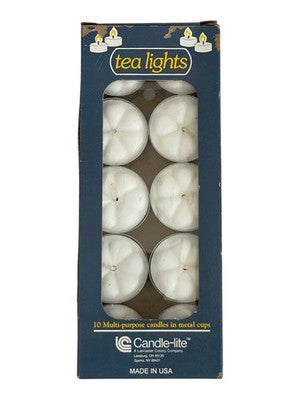 Vintage Candle lite Tea Lights 10 Multi-Purpose Candles Metal Cups NIB USA