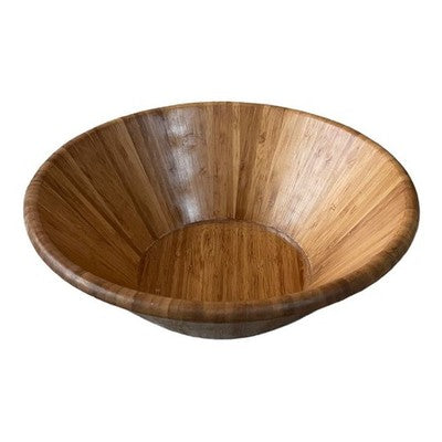 Jumbo Wood Salad Bowl 13.5” Hand Carved Organic Brown Dinnerware Large Serving