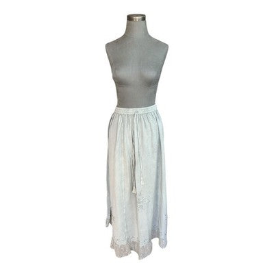 Kaaku Women's Light Green Boho Maxi Skirt 3X Cotton Floral Embroidery NWT