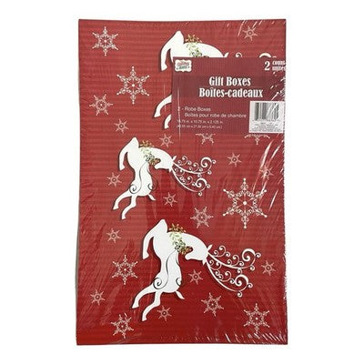 Christmas House Reindeer & Snowman Robe Gift Boxes 2-Count NIP Festive