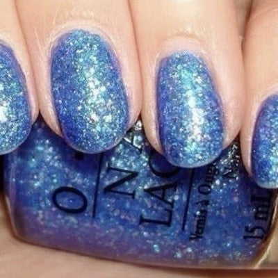 OPI Nail Lacquer Nail Polish LAST FRIDAY NIGHT Blue Glitter 0.5oz New