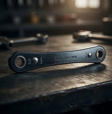 Vintage Craftsman 3/8" x 7/16" Ratcheting Box Wrench 943682 USA 12-Point Good+
