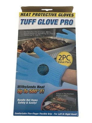 Tuff Glove Pro Heat Protective Gloves 2PC Blue Kitchen BBQ NIP 500°F