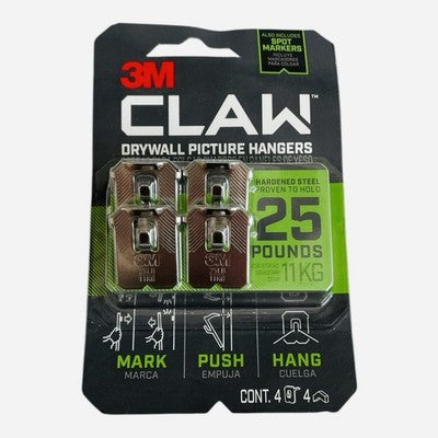 3M CLAW 25 lb Drywall Picture Hangers with Spot Markers NIP