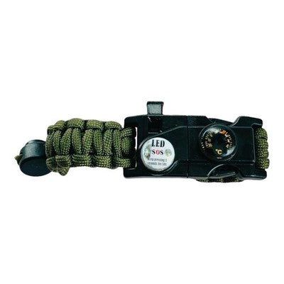 SOS LED Paracord Survival Bracelet Compass Thermometer Nylon Good Condition