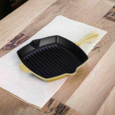 Vintage LE CREUSET Yellow Enamel Cast Iron Square Grill Skillet Pan 1.5Qt France