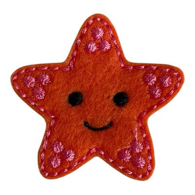 Felt Starfish Applique Patch Cute Smiley Face Orange Pink 1 Pc New Handmade