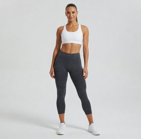 Express Women's Heather Gray Activewear Capri Leggings M Cropped Stretch VG