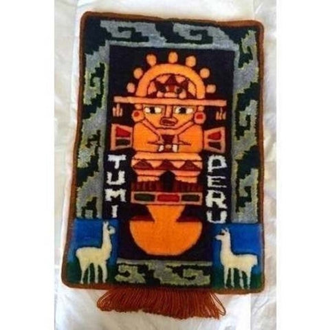 Peruvian Llama Fur Tapestry Wall Hanging 20x40 Artisan Woven Bad Eye Amulet New