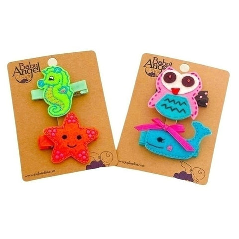 4 Pack Girls Multicolor Animal Bow Hair Clips Angel Baby One Size NWOT