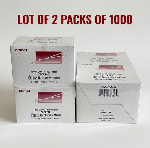 Comet Sip Stir Cocktail Straws 5.25in Lot of 2 Boxes 2000ct New