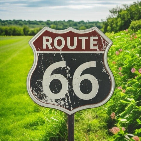 Route 66 Metal Sign Retro Wall Plaque Historic Highway Road Decor 11.5"