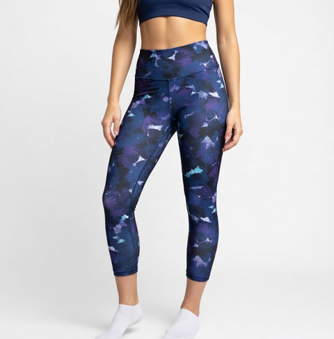 Old Navy Go-Dry Sport Capri Leggings Blue Purple Compression Size M 19.5" VG