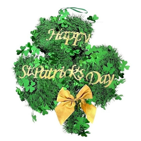 St Patrick's Day Tinsel Clover Shamrock Wall Door Decoration 14"x12" New