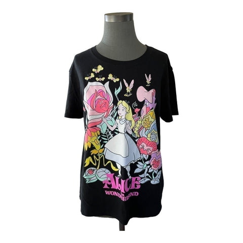 Disney Alice in Wonderland Graphic T-Shirt Black Juniors XL Gildan Used Licensed