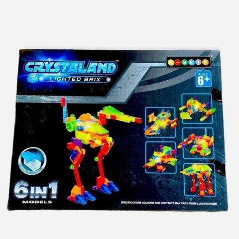 CRYSTALAND Lighted Brix 6-in-1 Mini Construction Set 132 pcs Kids Toy NIB