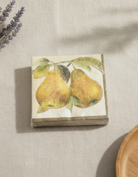 Amscan Sonoma Pears Beverage Napkins 16ct 3-Ply Vintage NIP USA Decoupage
