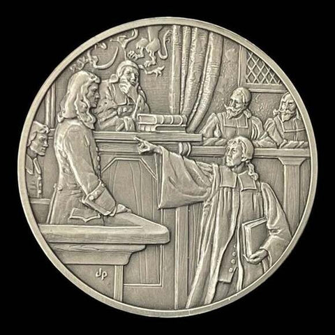 Franklin Mint History of Colonial America Pewter Medal John Culpeper Trial VG