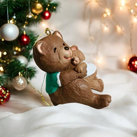 Vintage 1997 Hallmark I Love Grandma Ornament Teddy Bear Figurine Christmas Deco