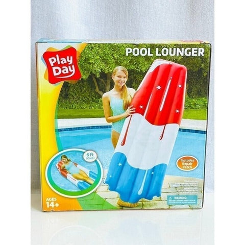 Play Day Popsicle Pool Lounger Inflatable Float Swimming Lake 72" NIB Sealed