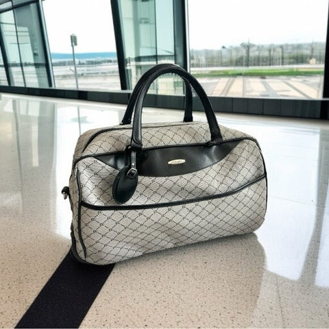 Pierre Cardin Wheeled Duffel Bag Grey Black Rolling Carry-On Travel Luggage