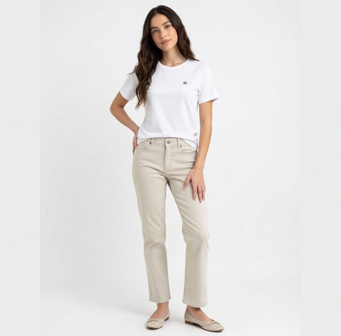 SONOMA Beige Cotton Stretch Jeans Women Size 8 Mid Rise Ankle 27" Inseam VG