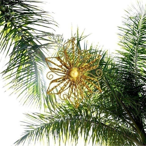 Vintage Metal Christmas Star Ornament Gold Pearl Xmas Holiday Decor Collectible