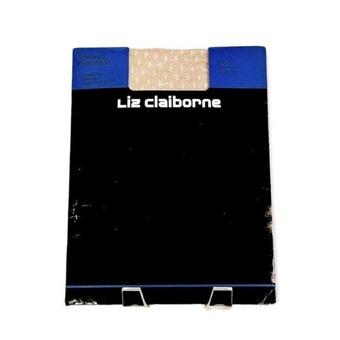 Vintage 1982 Liz Claiborne Textured Pantyhose Champagne Nude Cotton Panel NIP