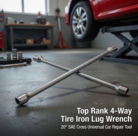 Top Rank 4-Way Tire Iron Lug Wrench 20" SAE Cross Universal Car Repair Tool G+