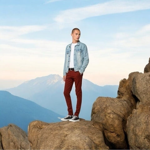 RSQ Seattle Burgundy Red Cotton Spandex Skinny Tapered Flat Front Chino Pants 31