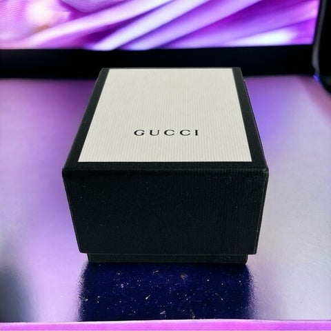 Authentic GUCCI Empty Gift Box Black White Italy w/ Care Booklet 3.5x2.5x4" VG