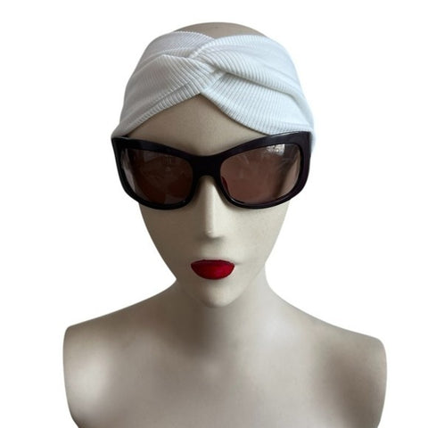 Womens Extra Wide White Headband Turban Knotted Bandana Boho Hair Accessory NWOT