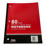 Asia Pulp & Paper APP Red Quad Ruled Notebook 80 Sheets 10.5" x 8" Perforated