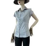 Banana Republic NWT Cotton Stretch Fitted Blouse Cap Sleeve Grey Womens Sz 6