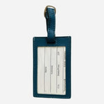 Pair of Teal Mustard Leather Luggage Tags Letter W Monogram New