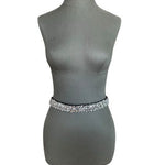 Boston Proper Black Crystal Embellished Elastic Waist Belt 1.5" Size 30-34 NWT