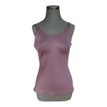 Women's Mauve Satin Camisole Tank Top Scalloped Hem Sleeveless Slip Size L VG