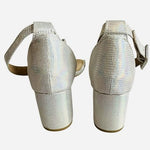 CL Chinese Laundry Jazz Clear Silver Iridescent Vinyl Block Heel Sandal Sz 7 NIB