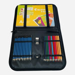 LUCYCAZ Drawing Pencil Kit Art Supplies Travel Sketch Set with Pads & Case NIP