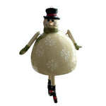 Pier 1 Imports Ceramic Snowman Ice Skater Christmas Ornament Top Hat Snowflake