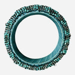 8" Artisan Studio Turquoise Seed Beaded Bangle Bracelet Good Plus Condition