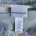 Alfred Dunner Watercolor Floral Crochet Lace Top Womens Sz S 3/4 Sleeve Boho EXC
