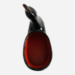 Vintage Black Red Lacquered Wood Swan Container Vase Bowl Handmade 6”x7”