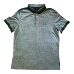 Armani Exchange Mens XL Green Heather Gray Polo Shirt Green Trim Short Sleeve VG